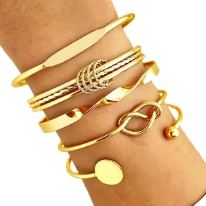Gold Armreif Armbänder Damen 14k vergoldet mehrlagig anlaufgeschützt minimalistisch - Bild 1 von 7