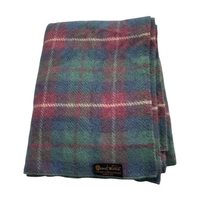 Manta de lana Pearce Woolwich EE. UU. tartán a cuadros multicolor vintage 60x70 Foto 1 de 4