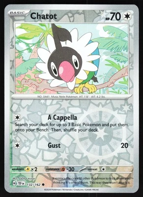 Chatot - 132/162 Pokemon SV05: Temporal Forces Reverse Holo Common NM - Image 1 of 2
