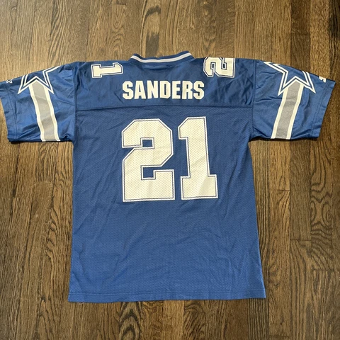 Dallas Cowboys Deion Sanders Jersey Starter Kids Size L/XL Blue Cover