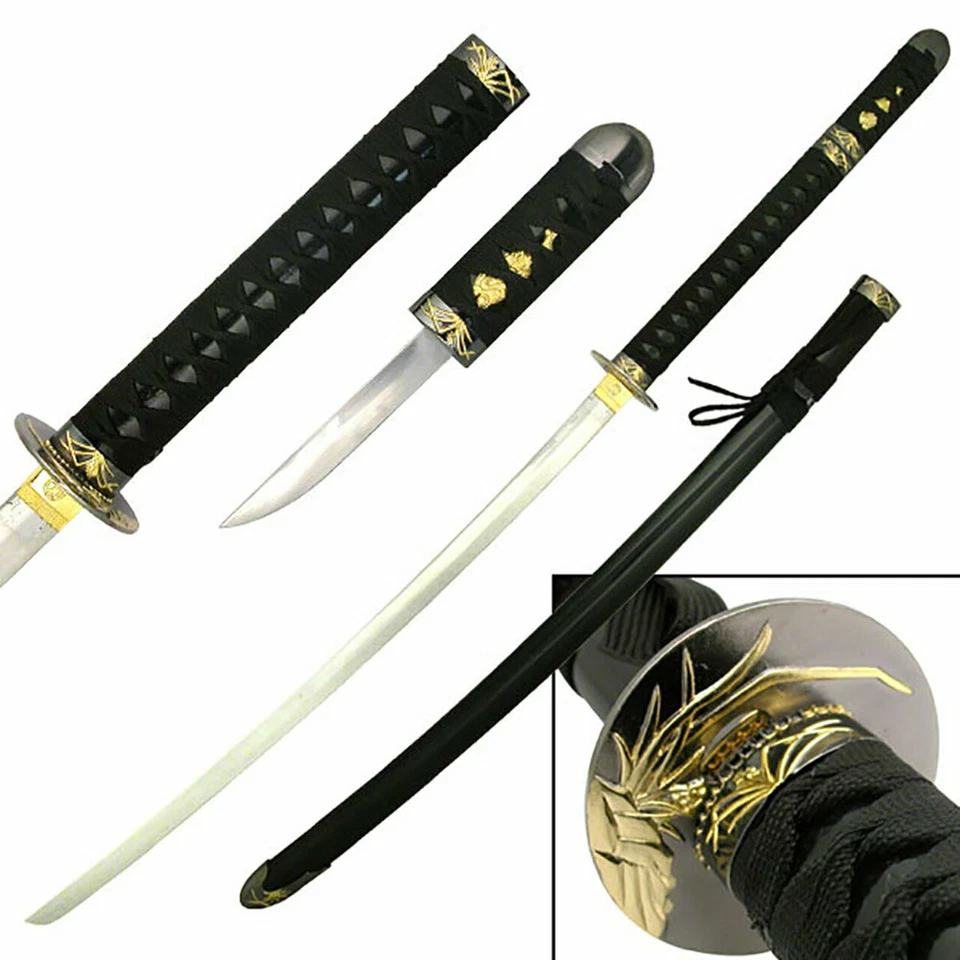 Black Warrior Orchid Katana Sword come with Hidden Tanto Dagger - Image 1 of 1