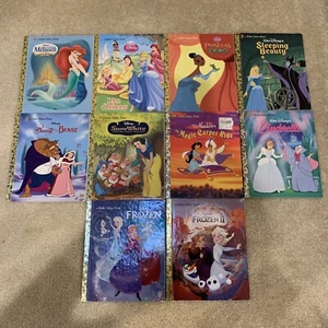 Disney Princess Theme Lot 10 Little Golden Book Mermaid Frozen Cinderella Beauty - Foto 1 di 12