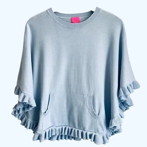 Lilly Pulitzer Girls Knit Poncho Top XL 12-14 Ruffle Trim Resort Coastal Style - Picture 1 of 8