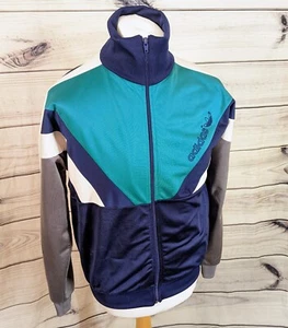 Vintage Adidas Trainingsanzug Top Jacke CA00411 UK 38/40 med blau grau türkis 70er - Bild 1 von 10