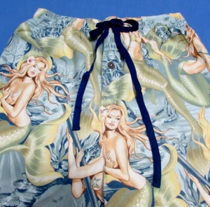 Vintage Pyjama Daves Hose Herren groß Meerjungfrau Pin Up Girl Loungewear Pyjamaunterteil USA - Bild 1 von 11