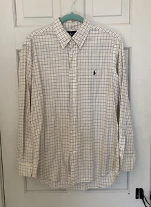 Herren Polo Ralph Lauren blau gelb gestreift Custom Fit Knopfleiste Hemd 15,5-32/33 - Bild 1 von 4