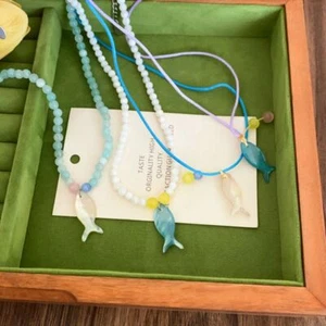 Sweet Mini Fish Necklace Colorful Ocean Style Beach Choker Girls - Picture 1 of 15