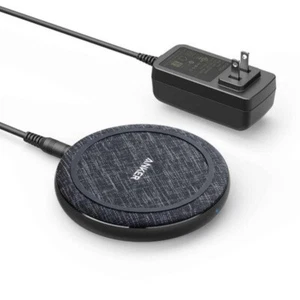 Anker PowerWave II 15W Qi Wireless Charging Pad w/ Wall Charger Black New In Box - Photo 1 sur 5