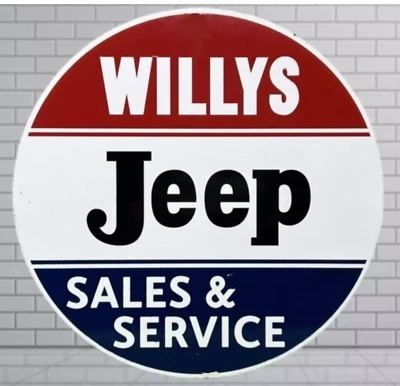 Willys jeep Porcelain Enamal Heavy Metal 30  inches Double Side - Image 1 of 2