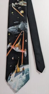 Star Wars Tie N1 Naboo Starfighter Licensed Lucasfilm Black Necktie 57 x 4 - Picture 1 of 5
