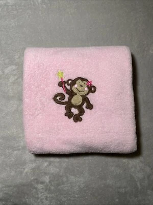 Manta rosa Baby Starters marrón mono estrella varita flor suave felpa polar Lovey Foto 1 de 4