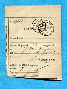 1872 MILANO d.c. su RICEVUTA di una lettera Assicurata (e37) - Imagen 1 de 1