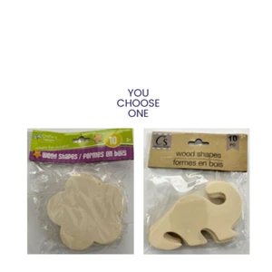 Crafter's Square Wood Shapes 10 Pieces Choice of DINO or FLOWER NEW - Picture 1 of 9
