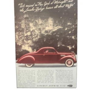 Vintage 1937 Lincoln Zephyr V12 Knows all About Traffic Ad Advertisement - Imagen 1 de 4