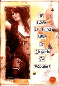 ACEO ATC Art Card Collage Print Women Love Blind Lingerie Popular Semi Nude - Picture 1 of 1