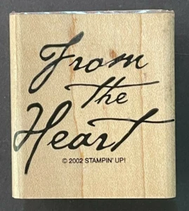 Cursive From The Heart Sentiment Word Phrase Card Tag Writing Wood Rubber Stamp - Picture 1 of 3