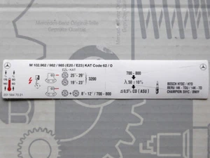 Genuine Mercedes engine sticker M102.962 .982 .985 W124 W201 230E 190E 2.3 NOS! - Picture 1 of 1