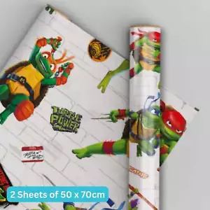 Geschenkpapier Geburtstag | Teenage Mutant Ninja Turtles 2 Blatt 2 Etiketten Geschenkpapier - Bild 1 von 5
