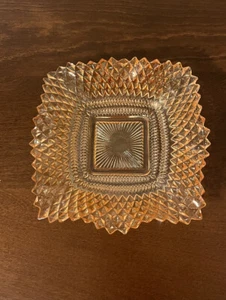 VTG Indiana Square Glass Nut Candy Dish Diamond Point Ruffled Sawtooth Edge READ - Picture 1 of 6