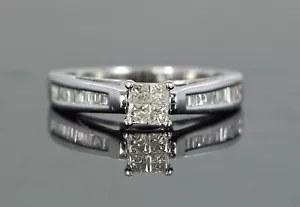 $2,000 14K White Gold Princess Baguette 0.75ct Diamond Engagement Ring Sz 8.5 - Picture 1 of 7