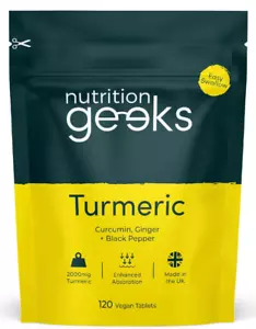 Nutrition Geeks Turmeric Tablets 2000mg with Black Pepper & Ginger, Gluten Free - Picture 1 of 7