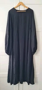NEW Black Abaya Maxi Dress Balloon Sleeve Oversized Size XL Plain Casual - Picture 1 of 10