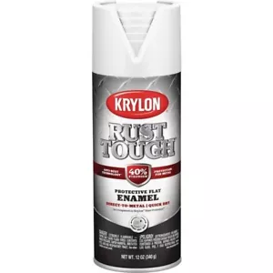 12-Krylon Rust Tough 12 Oz. Flat Alkyd Enamel Spray Paint, White K09219008 - Picture 1 of 1