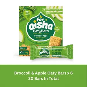 For Aisha Oaty Bars, Broccoli & Apple , 30 Bars, Vegan, Baby Snack, 12 Months + - Picture 1 of 8