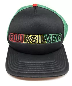 Cappello camionista Quiksilver ricamato logo rete rosso giallo verde rasta snapback cap - Foto 1 di 6
