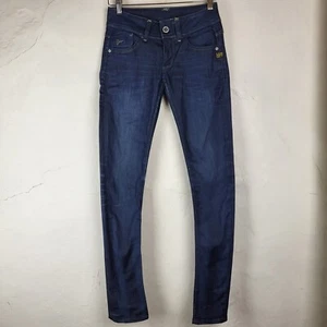 Pantalones de mezclilla G-STAR Raw para mujer W26 L32 Lynn Mid súper ajustados azul marino elástico cremallera mosca  - Imagen 1 de 13