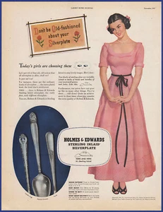 Vintage 1947 Holmes & Edwards eingelegt Sterling Silberplatte Ephemera 40er Jahre Druckanzeige - Bild 1 von 1