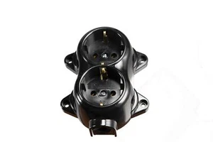 Aufputz Vintage 2-fach Schuko Steckdose Lichtschalter Rund Retro IP20 - Imagen 1 de 7