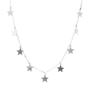 Collana Catena Rolo con Ciondoli Stella in Argento 925 placcato Platino - Foto 1 di 3