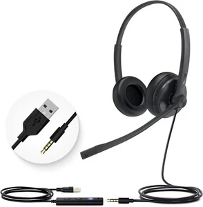 Yealink USB Wired Headset UH34 Dual with Microphone & Noise Cancelling - Picture 1 of 7