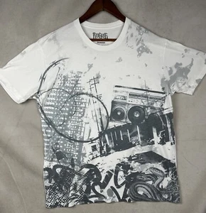 Rogue T Shirt Mens XL White Grey Boombox Short Sleeve Vintage - Picture 1 of 8