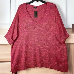 Torrid Marled Knit V-Neck Sweater Half Cuffed Sleeve Burgundy Women's Size 3X - Picture 1 of 9