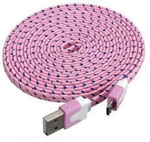NTJ 3FT LONG Flat Braided Charger Cable for MICRO USB samsung galaxy s6+ edge s7 - Picture 1 of 22