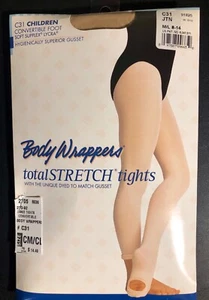 BODY WRAPPERS KIND Total STRETCH wandelbare Fuß Tanz Strumpfhose Spandex hellbraun M/L - Bild 1 von 4