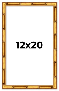 12x20 Frame Gold Bamboo Solid Wood Picture Frame | 1 Inch Moulding Width | Inter - Picture 1 of 10