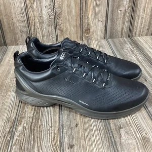Ecco Biom Fjuel Shoes Mens Size EU 47 US 13.5 Black Yak Leather Golfing Sneaker - Picture 1 of 11