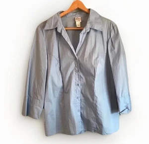 Fashion Bug Damen L Vintage Y2K Baumwolle hellblau Knopfleiste 3/4 Arm Bluse - Bild 1 von 3