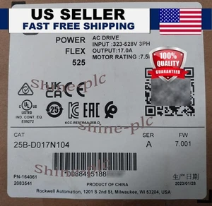 Allen-Bradley AB 25B-D017N104 Ser A Power Flex 525 AC Drive 7.5kW 10Hp NEW - Picture 1 of 2