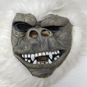 Vintage Abominable Snowman Gorilla Yeti Full Head Halloween Mask with White Fur - Picture 1 of 9