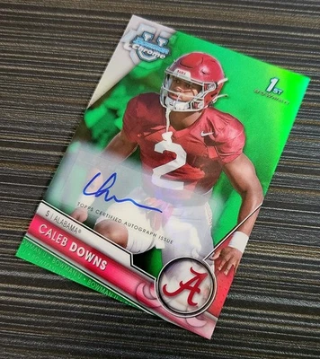 DB Caleb Downs - 2023 Bowman U Chrome 1st Green Refractor Auto /99 Ohio St Bama - Image 1 of 2