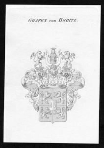 ca. 1820 Hoditz Wappen Adel coat of arms Kupferstich antique print heraldry - Bild 1 von 1