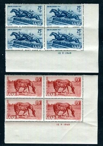 SAAR 1949 265-266 ** MNH printing date in BLOCK OF FOUR 300€(C3409 - Picture 1 of 2