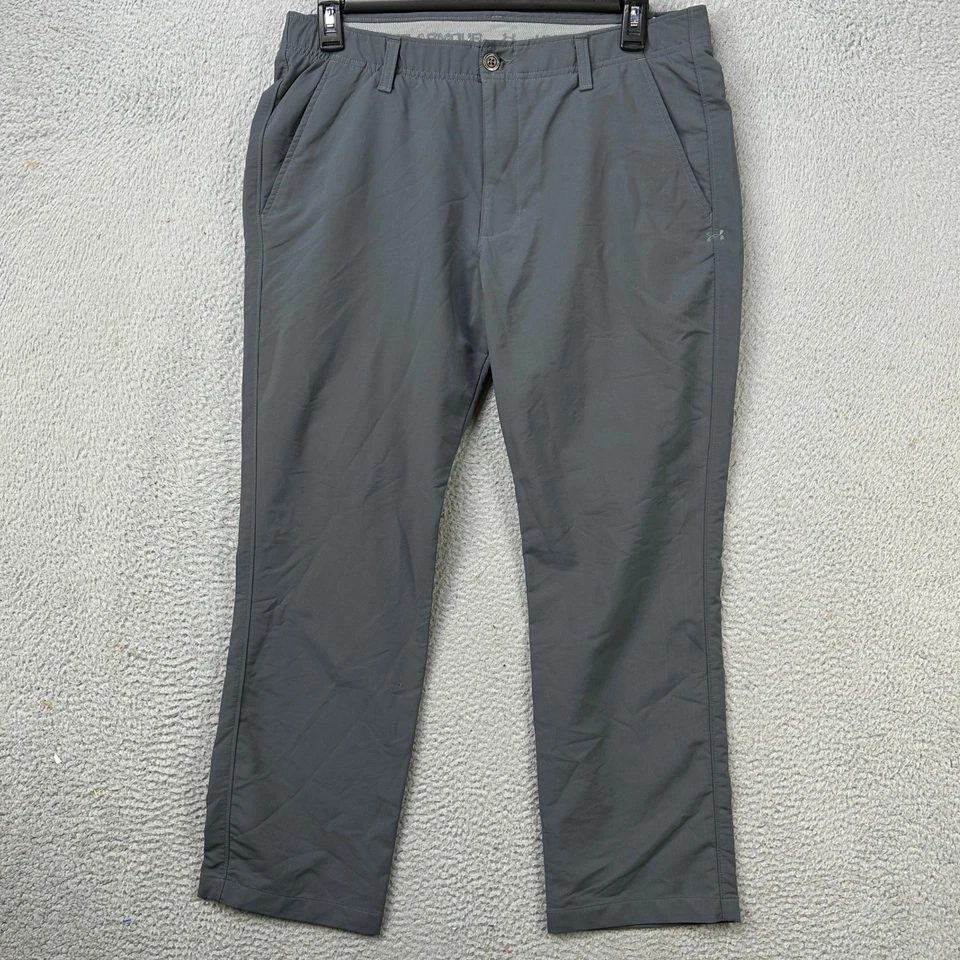 Pantalones de senderismo Under Armour mezcla de nailon para hombre 36X30 gris bolsillo elástico frontal plano Foto 1 de 4