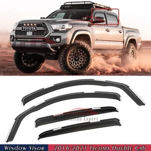 Para Tacoma 2016-2023 Doble Cabina In-Channel Protectores de Lluvia Viseras de Ventana Pantalla de Ventilación - Imagen 1 de 5