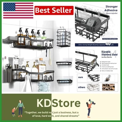 Paquete de 7 caddies de ducha de capacidad ultra grande con adhesivo fuerte y a prueba de óxido S... - Imagen 1 de 4