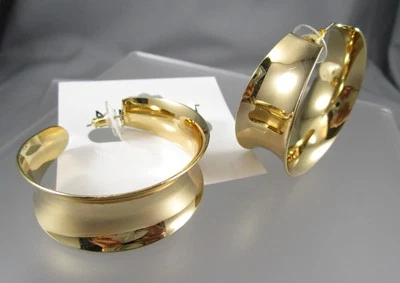 Nuevos Pendientes NINE WEST Gruesos Tono Oro 1 3/4" Poste Aro 137i Foto 1 de 4